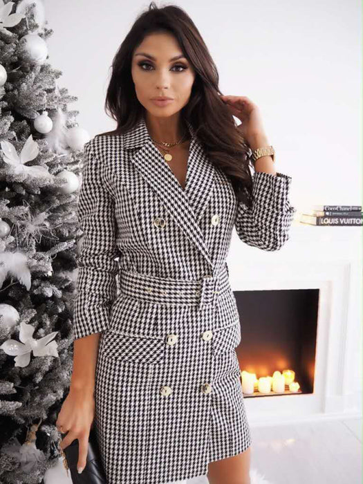 Colorful Belted Suit Dress Jacket for Chic Fall/Winter Style