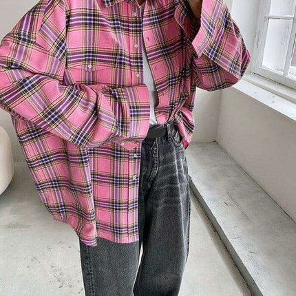 Timeless Elegance: Vintage Plaid Lapel Blouse for the Modern Woman