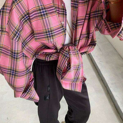 Timeless Elegance: Vintage Plaid Lapel Blouse for the Modern Woman