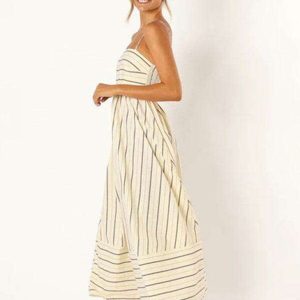 Elegant Backless Striped Maxi Dress - Must-Have Women's Fashion Statement