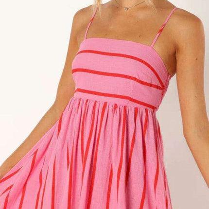 Elegant Backless Striped Maxi Dress - Must-Have Women's Fashion Statement