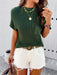 Chic Solid Color Turtleneck Top with Short Sleeves for Women