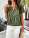 Sophisticated Jacquard V-neck Blouse: Chic Relaxed Style for Warmer Seasons