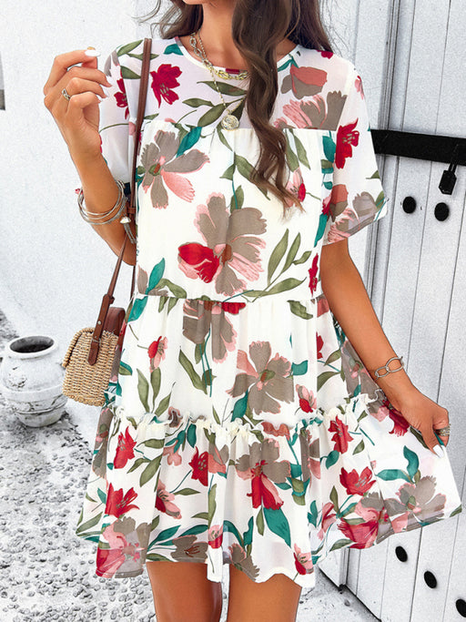 Women's new casual holiday printed short-sleeved dress