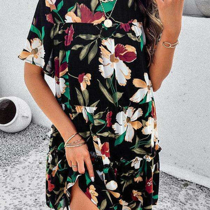 Floral Delight Short-Sleeve Dress: A Stylish Getaway