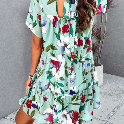 Floral Delight Short-Sleeve Dress: A Stylish Getaway