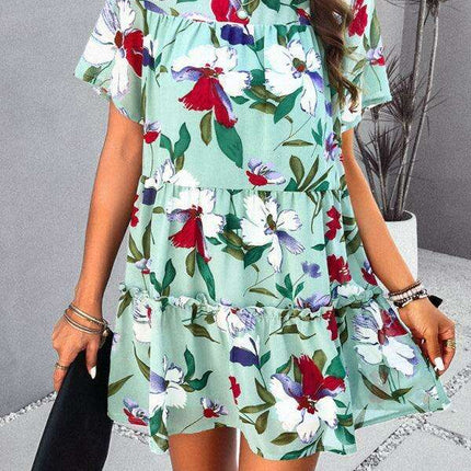 Floral Delight Short-Sleeve Dress: A Stylish Getaway