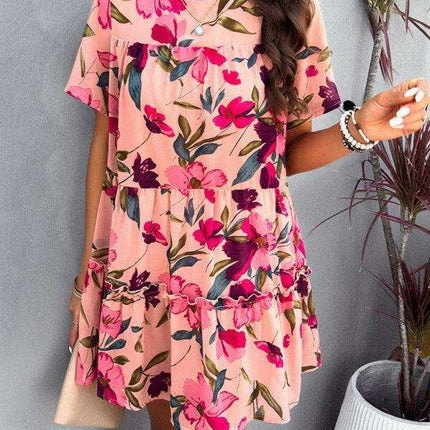 Floral Delight Short-Sleeve Dress: A Stylish Getaway