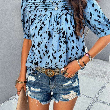 Vibrant Floral Print Summer Pullover Top for Women