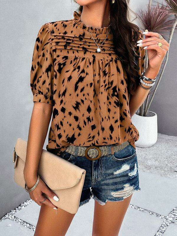 Vibrant Floral Print Summer Pullover Top for Women