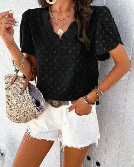 Elegant V-Neck Ruffle Sleeve Blouse - Essential for Every Modern Woman's Closet