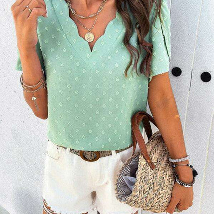 Elegant V-Neck Ruffle Sleeve Blouse - Essential for Every Modern Woman's Closet