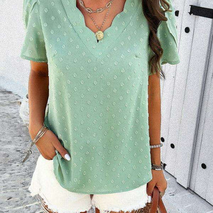 Elegant V-Neck Ruffle Sleeve Blouse - Essential for Every Modern Woman's Closet