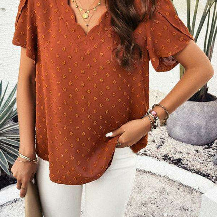 Elegant V-Neck Ruffle Sleeve Blouse - Essential for Every Modern Woman's Closet