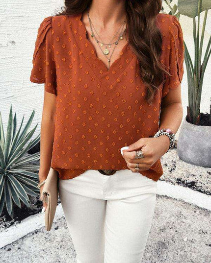 Elegant V-Neck Ruffle Sleeve Blouse - Essential for Every Modern Woman's Closet