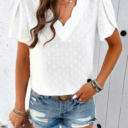 Elegant V-Neck Ruffle Sleeve Blouse - Essential for Every Modern Woman's Closet