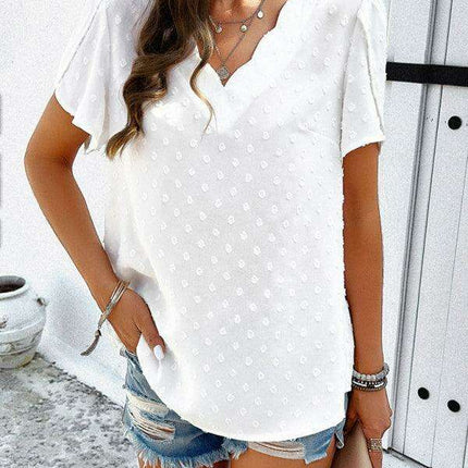 Elegant V-Neck Ruffle Sleeve Blouse - Essential for Every Modern Woman's Closet