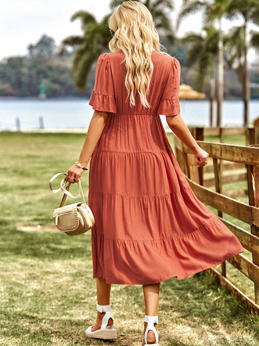 Elegant V-Neck Maxi Skirt - Timeless Style and Comfort for Women's Wardrobe