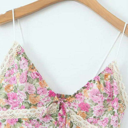 Bohemian Elegance Lace Floral V-Neck Dress - Timeless Women's Fashion