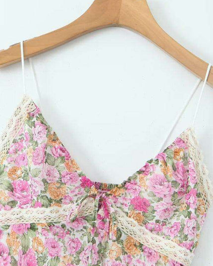 Bohemian Elegance Lace Floral V-Neck Dress - Timeless Women's Fashion