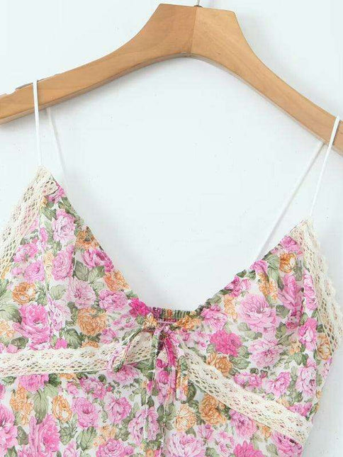 Bohemian Elegance Lace Floral V-Neck Dress - Timeless Women's Fashion