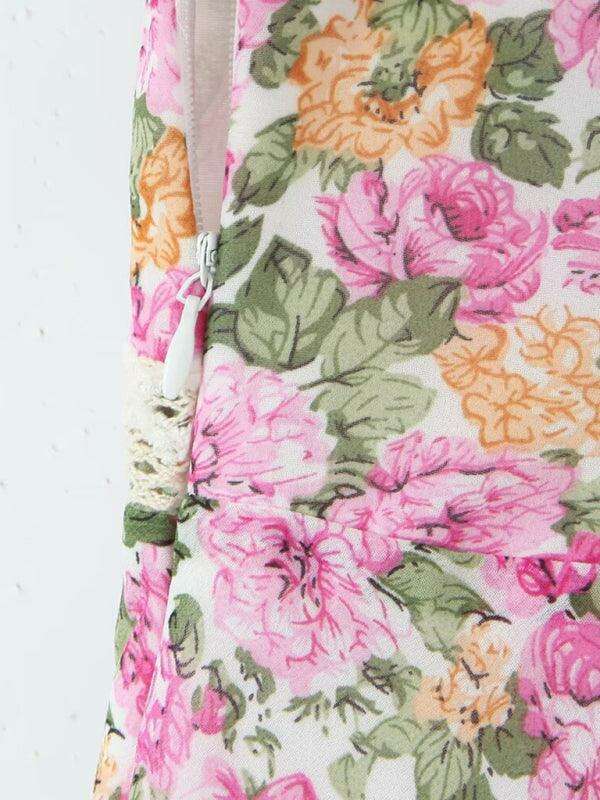 Bohemian Elegance Lace Floral V-Neck Dress - Timeless Women's Fashion