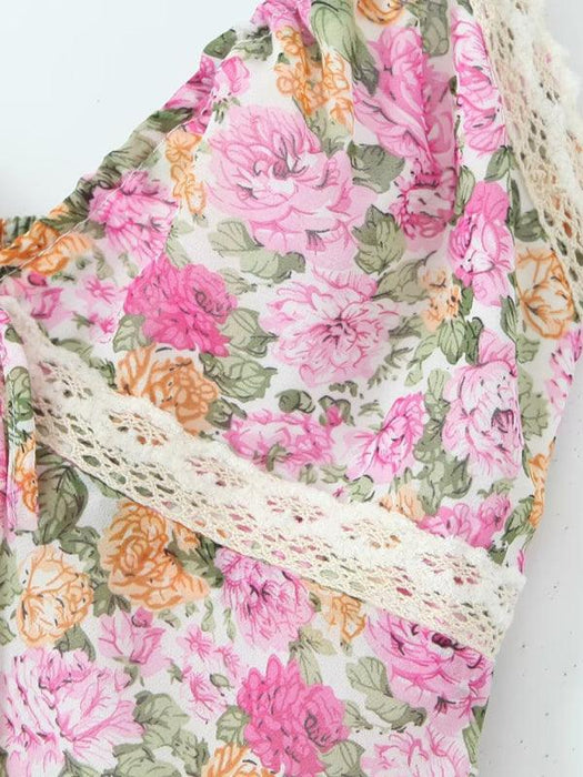 Bohemian Elegance Lace Floral V-Neck Dress - Timeless Women's Fashion