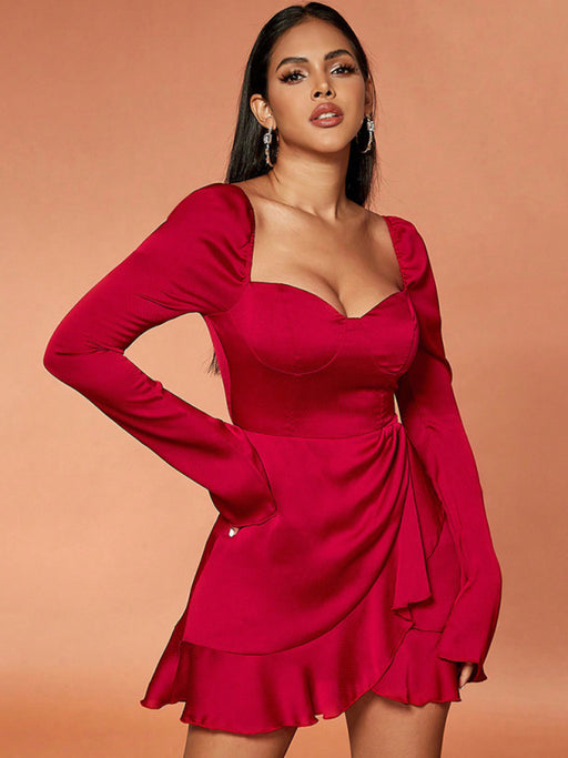 Flirtatious Bell Sleeve Ruffle Mini Dress - Stylish Women's Choice