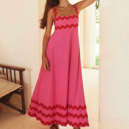 Suspender Print Maxi Dress for Effortless Spring and Summer Style