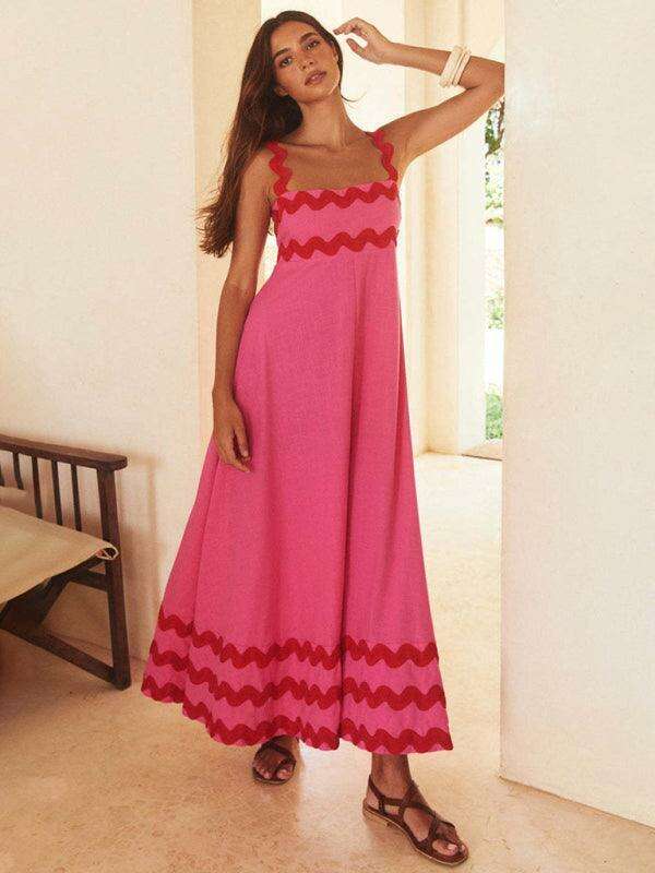 Suspender Print Maxi Dress for Effortless Spring and Summer Style