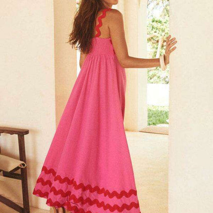 Suspender Print Maxi Dress for Effortless Spring and Summer Style