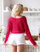 Women's Stylish Button-Up Hollow Knit Woolen Cardigan with Elegant Hollow Pattern