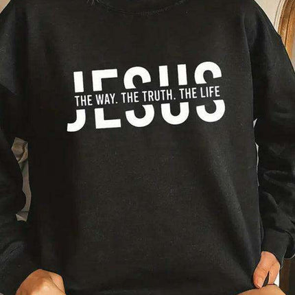 Trendy Women's Stretchy Letter Graphic Sweatshirt for Effortless Chic Style