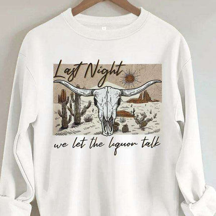 Deer Head Graphic Women's Comfy Round Neck Sweatshirt - Fashionable Casual Jumper