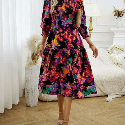 Elegant Floral-Patterned Work Dress for Women