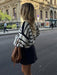 Cozy Monochrome Striped Knit Sweater - Women's Wardrobe Essential