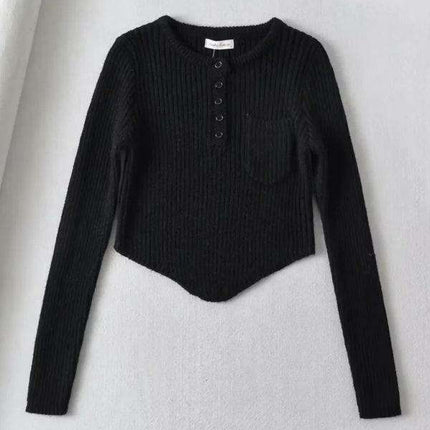 Elegant Curved Hem Knit Sweater for Women - Essential Winter Fashion Piece