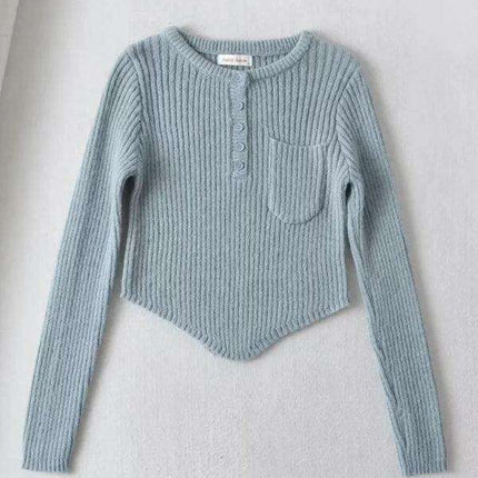 Elegant Curved Hem Knit Sweater for Women - Essential Winter Fashion Piece