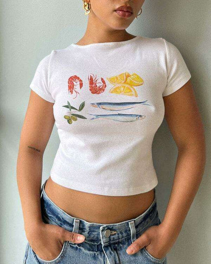 Fruity Vibes Y2K Women's Short Sleeve Graphic T-Shirt