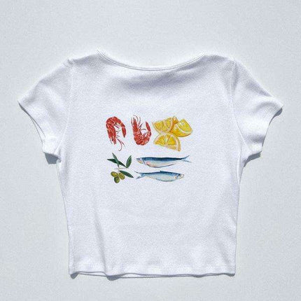 Fruity Vibes Y2K Women's Short Sleeve Graphic T-Shirt