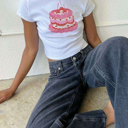 Fruity Vibes Y2K Women's Short Sleeve Graphic T-Shirt