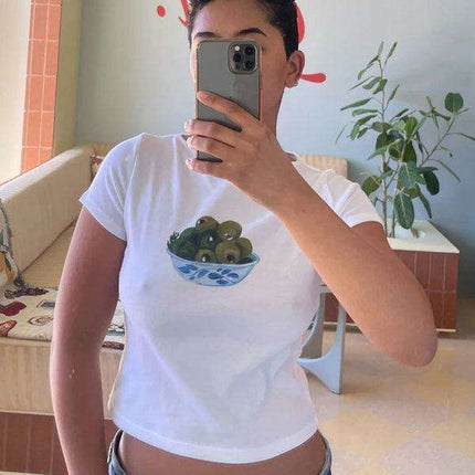 Fruity Vibes Y2K Women's Short Sleeve Graphic T-Shirt