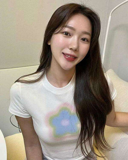 Retro-Inspired Women's Relaxed Fit T-Shirt with Unique Sleeve Design and Letter Print