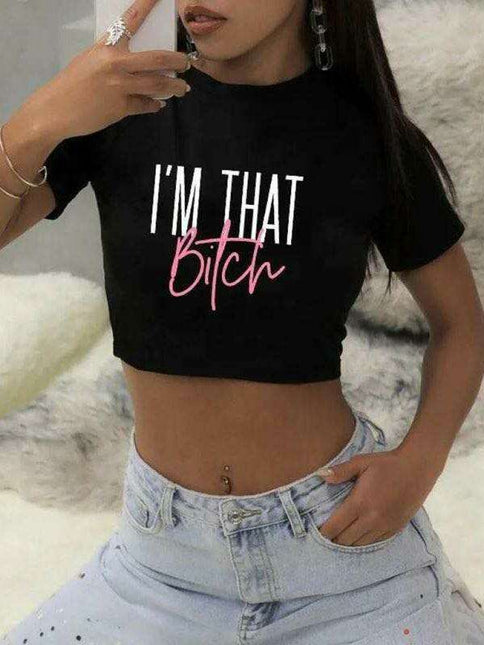 Retro-Inspired Women's Relaxed Fit T-Shirt with Unique Sleeve Design and Letter Print