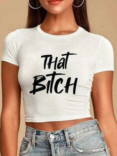 Retro-Inspired Women's Relaxed Fit T-Shirt with Unique Sleeve Design and Letter Print