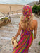 Rainbow Striped Boho V-Neck Summer Dress with Vibrant Details for Stylish Women