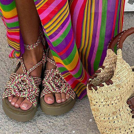 Bohemian Chic Rainbow Striped Summer Dress for Stylish Women