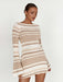 Bohemian Striped Knit Dress with Open Back and Bell Sleeves for Women