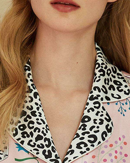 Sophisticated Floral Pattern Women's Polyester Suit Set with Long-Sleeve Blouse and Trousers