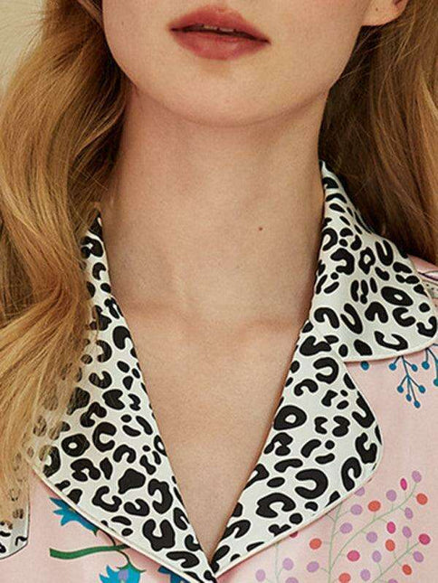 Sophisticated Floral Pattern Women's Polyester Suit Set with Long-Sleeve Blouse and Trousers